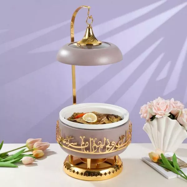 سخان تقديم طعام حجم وسط من جوار - بنفسجي وذهبي