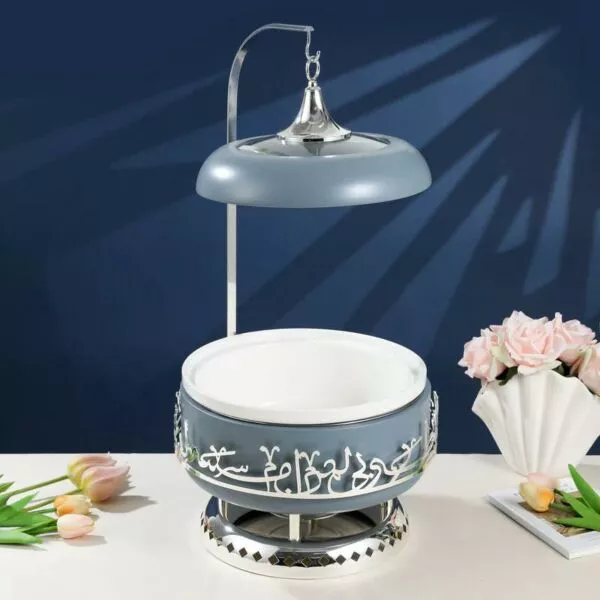 سخان تقديم طعام حجم وسط من جوار - ازرق وفضي