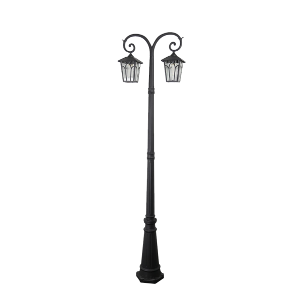 عامود إضاءة خارجية ثنائي 2 متر اسود