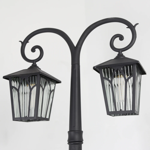 عامود إضاءة خارجية ثنائي 2 متر اسود