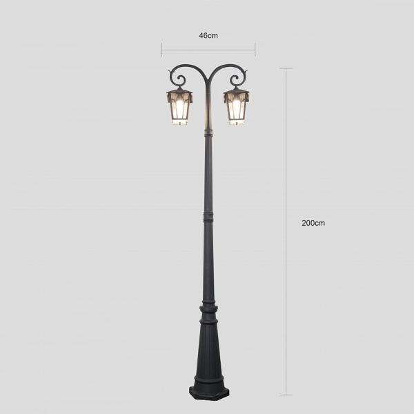 عامود إضاءة خارجية ثنائي 2 متر اسود