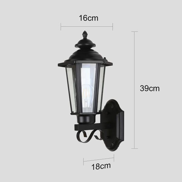 فانوس جداري للإضاءة الخارجية - اسود