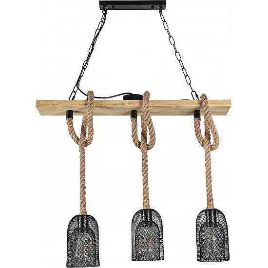 إنارة معلقة همر عمود خشبي مع 3 حبال - 3 لمبات