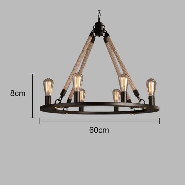 علاقي مودرن حبال ريفي اسود سداسي E27x6L
