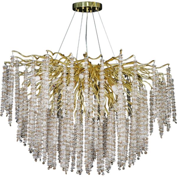 ثريا 100 سم ذهبي مع شفاف مع عسلي