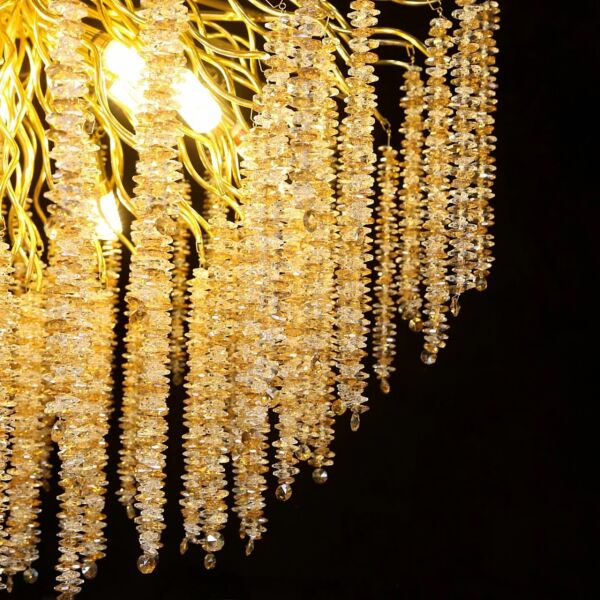 ثريا 100 سم ذهبي مع شفاف مع عسلي
