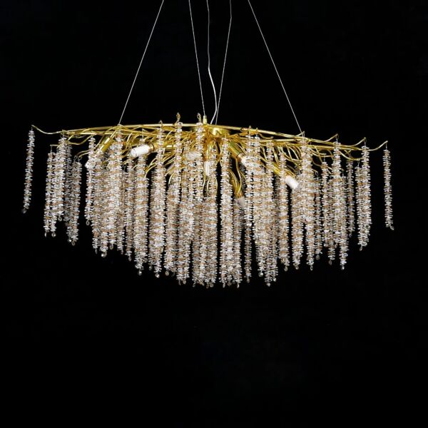 ثريا 120 سم ذهبي مع شفاف مع عسلي