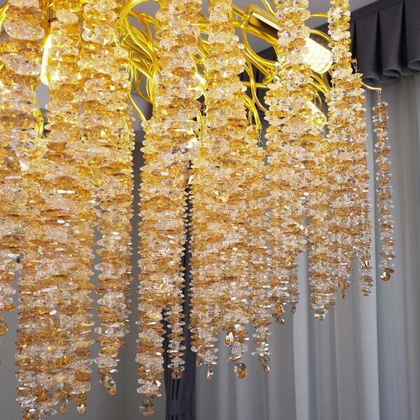 ثريا 120 سم ذهبي مع شفاف مع عسلي