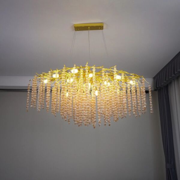 ثريا علاقي مودرن 1200 مع شفاف مع عسلي E14x16 لمبة - ذهبي