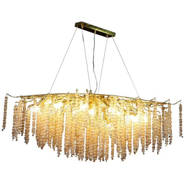 ثريا علاقي مودرن 1200 مع شفاف مع عسلي E14x16 لمبة - ذهبي