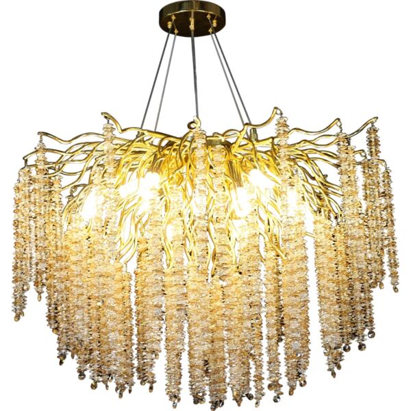 ثريا علاقي مودرن مع شفاف مع عسلي E14x13 لمبة - ذهبي