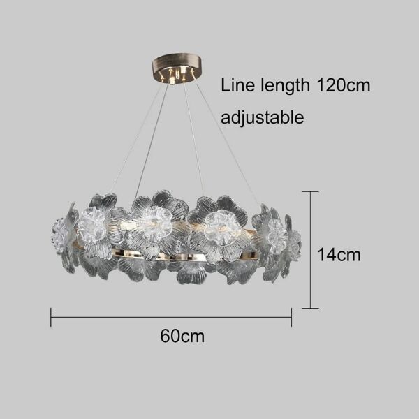 انارة معلقة مودرن ذهبي مع 3اضافات 36 واط قطر 60 سم
