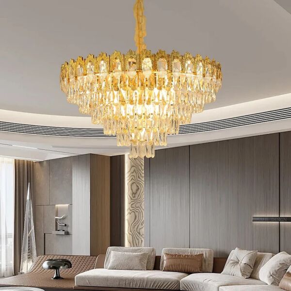 انارة معلقة مودرن غطاء لون ذهبي سوال E14x16L قطر 80 سم