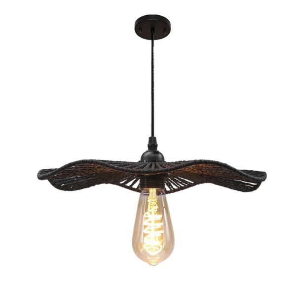 انارة معلقة 2 متر خيزران اسود E27x1L قطر 35 سم