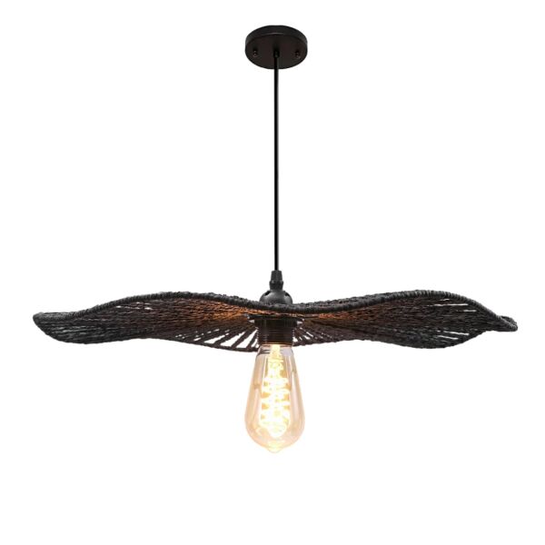 انارة معلقة 2 متر خيزران اسود E27x1L قطر 65 سم