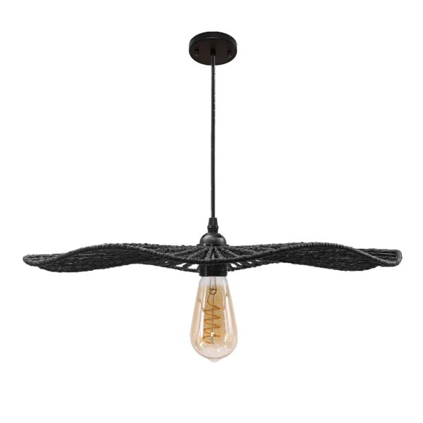 انارة معلقة 2 متر خيزران اسود E27x1L قطر 65 سم