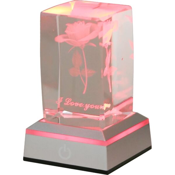 أبجورة طاولة كريستال بالبطارية و يو اس بي ثلاثية الأبعاد - فضي