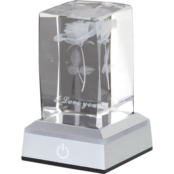 أبجورة طاولة كريستال بالبطارية و يو اس بي ثلاثية الأبعاد - فضي