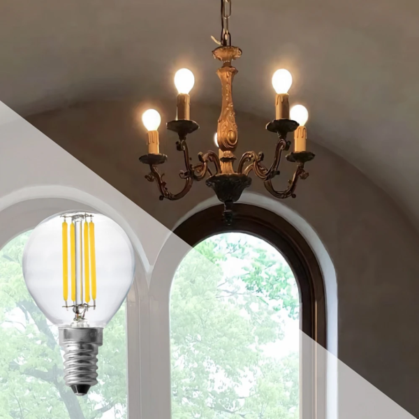 لمبة نجف زجاج كروي شفاف انارة بيضاء