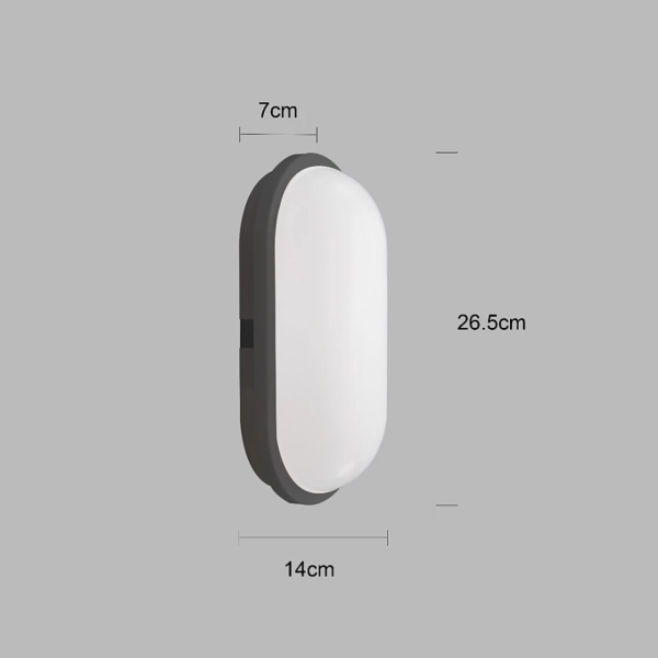 اضاءه جداريه خارجية بيضاوي اسود لون الإناره ابيض 20 واط