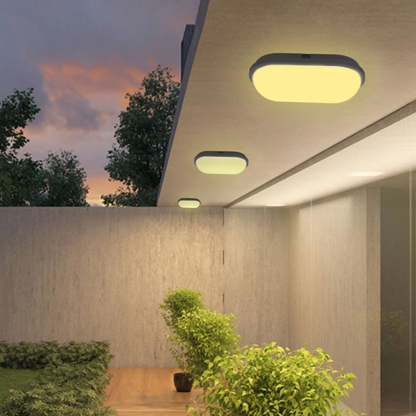 إضاءة خارجية كشاف بيضاوي لون الإضاءة أصفر.