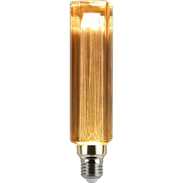 لمبة ديكورية زجاج 3 واط شكل مكعب ارتفاع 20 سم - عسلي ذهبي