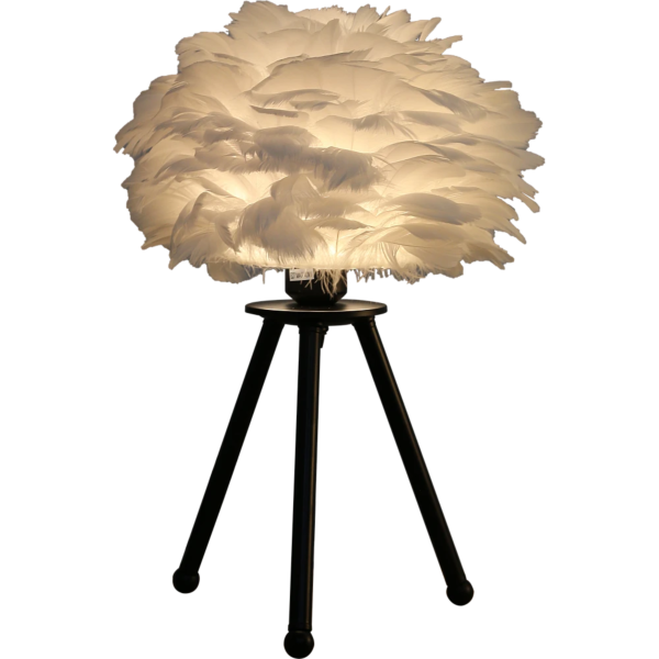 ابجورة مصباح طاولة تصميم ريشة اسود مع ابيض