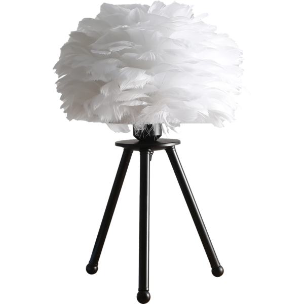 ابجورة مصباح طاولة تصميم ريشة اسود مع ابيض