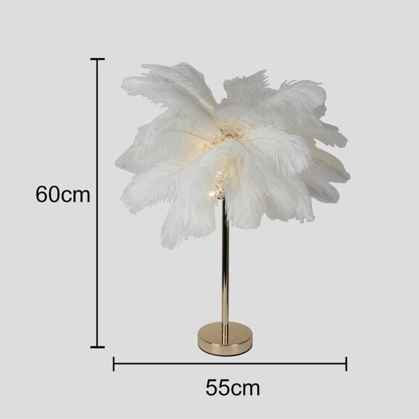 أبجورة طاولة بتصميم ريش نعام - ابيض