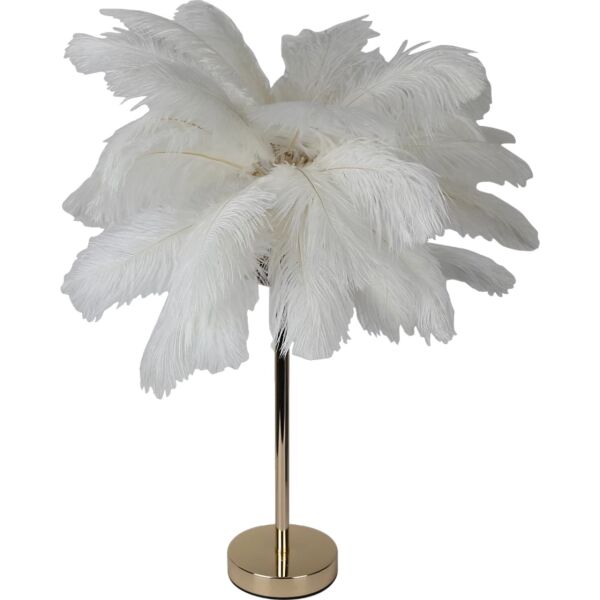 أبجورة طاولة بتصميم ريش نعام - ابيض