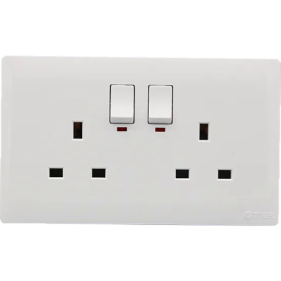 فيش ثلاثي مزدوج مع مفتاح مستطيل بيانو توفل - ابيض