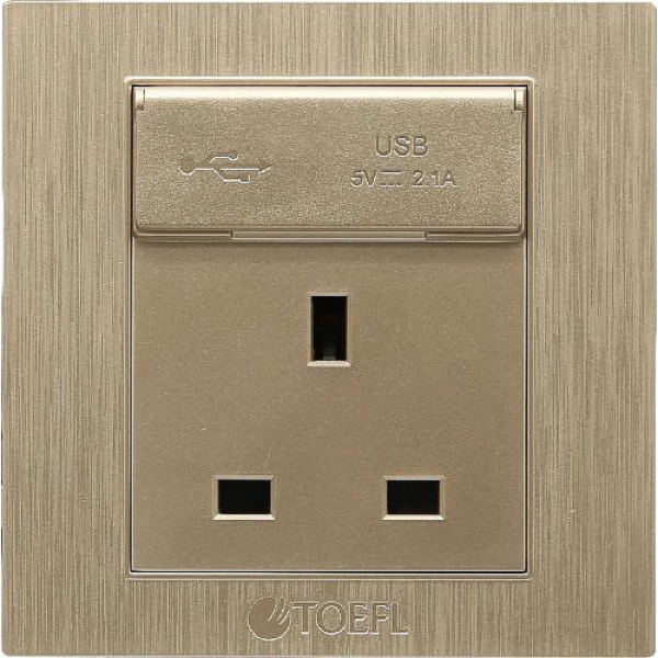 فيش ثلاثي مع منفذ يو اس بي - ذهبي
