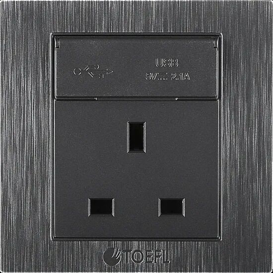 فيش آيلا ثلاثي مع منفذ يو اس بي لون رمادي جرافيت توفل