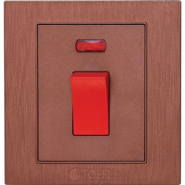 مفتاح سخان مربع 20 امبير من توفل - احمر وبني