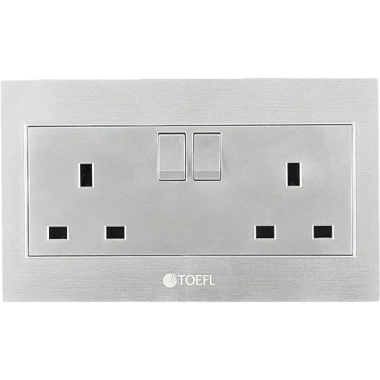 فيش ثلاثي مزدوج مع مفتاح مستطيل لون فضي توفل