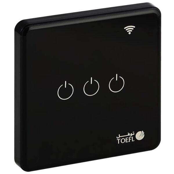 مفتاح ثلاثي ذكي تحكم عن بعد WiFi توفل - اسود