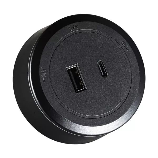 راس فيش مجرى دائري USB مع TYPE - C توفل - اسود
