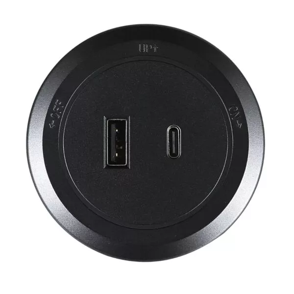 راس فيش مجرى دائري USB مع TYPE - C توفل - اسود