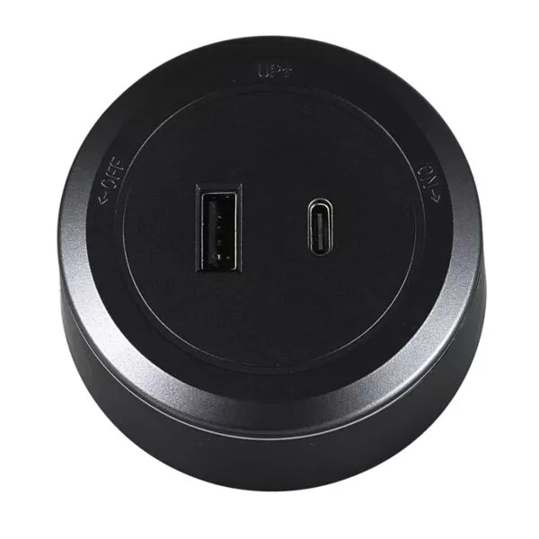 راس فيش مجرى دائري USB مع TYPE - C توفل - اسود
