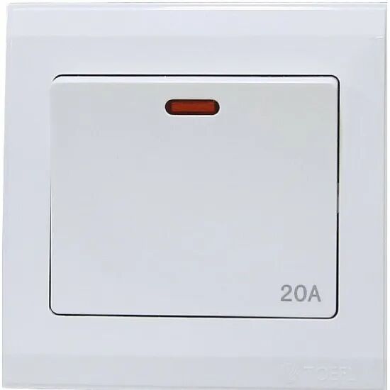 مفتاح سخان مربع من توفل - 20 امبير - أبيض