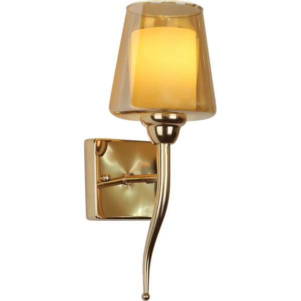 اضاءة جدارية تصميم هندسي ذهبي اللون