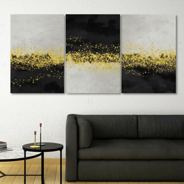 طقم لوحات جدارية فنية ريكانت لتزين الحائط بتصميم تجريدي ثلاث قطع-متعدد الالوان