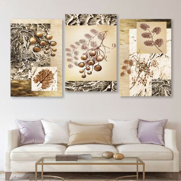 طقم لوحات جدارية فنية لتزين الجدار بتصميم عصري بلانتس - ثلاث قطع