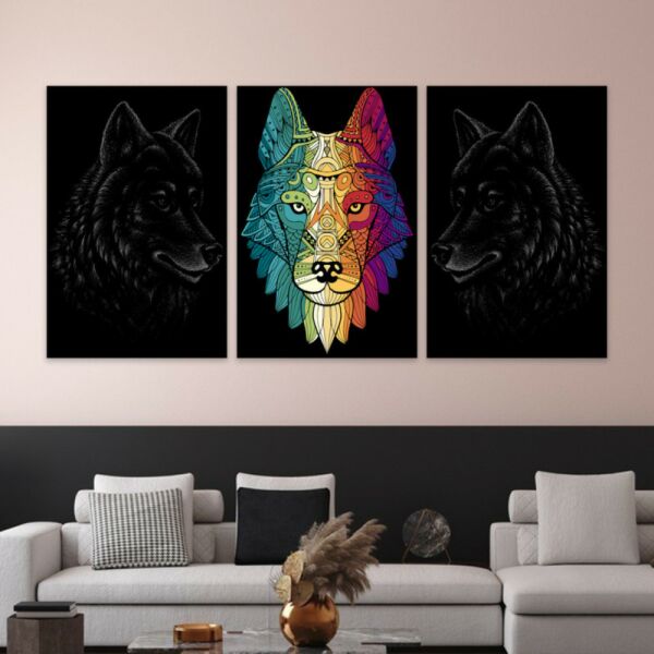 طقم لوحة جدارية فنية جانيت لتزيين الحائط 3 قطع - متعدد الالوان 