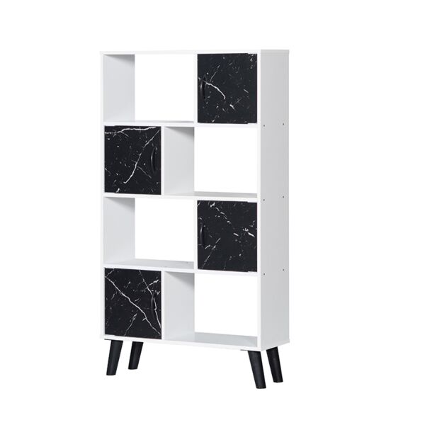 وحدة تخزين ميلبانو  أدراج ورفوف لون أبيض وأسود خشب ماليزي