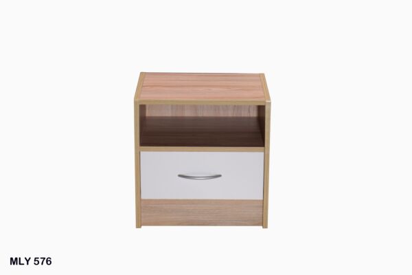 كومودينو مودرن ميشا لون خشبي فاتح رف مع درج خشب ماليزي