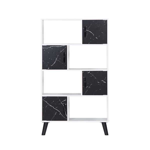 وحدة تخزين ميلبانو  أدراج ورفوف لون أبيض وأسود خشب ماليزي