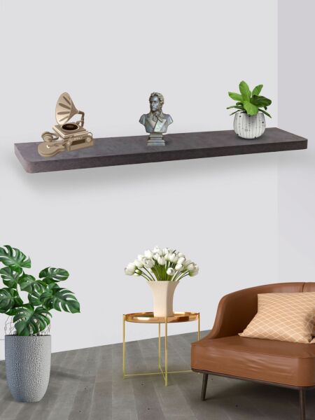 رف جداري رواندوس طول 120 سم لون رمادي