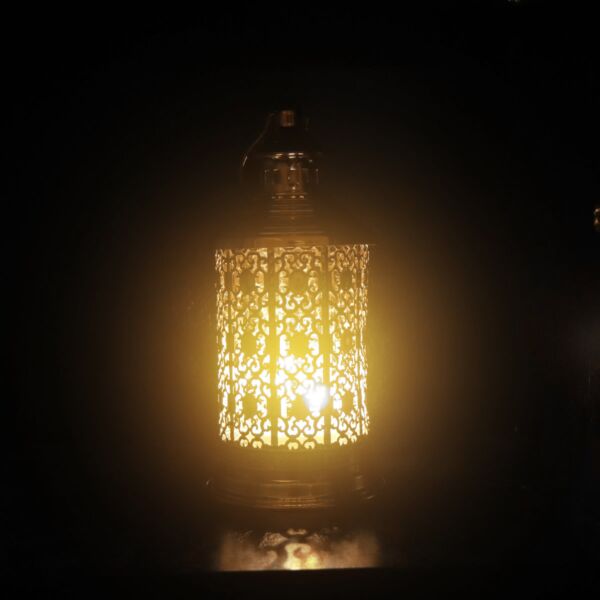 فانوس رمضان هايام استيل لون ذهبي  دائري باضاءة LED