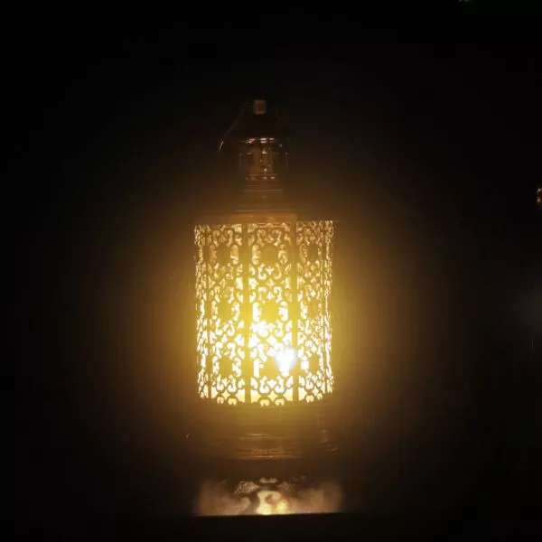 فانوس رمضان هايام استيل لون ذهبي  دائري باضاءة LED